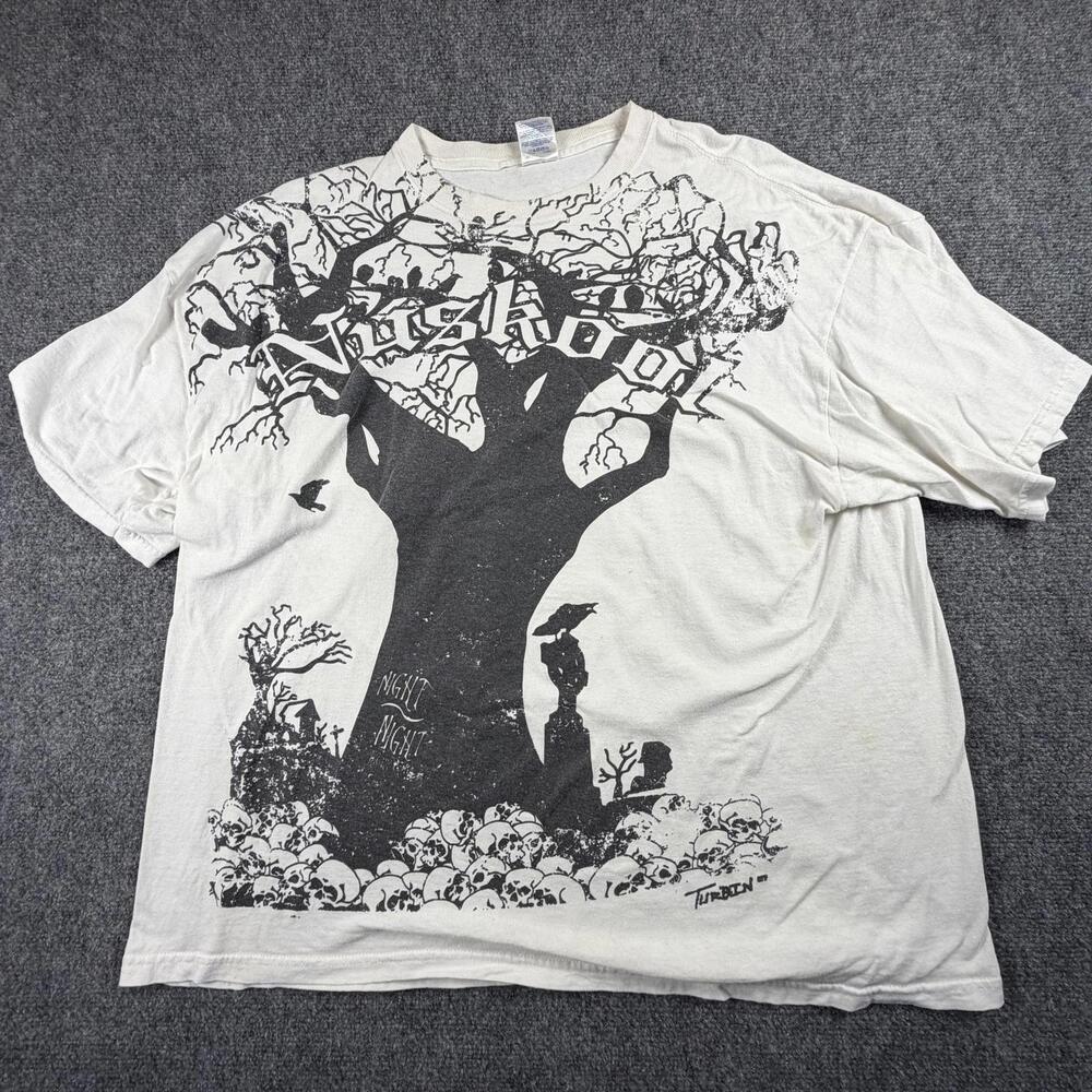 Vintage Gildan Heavy Cotton 2XL White Graphic T-Shirt #993‎
